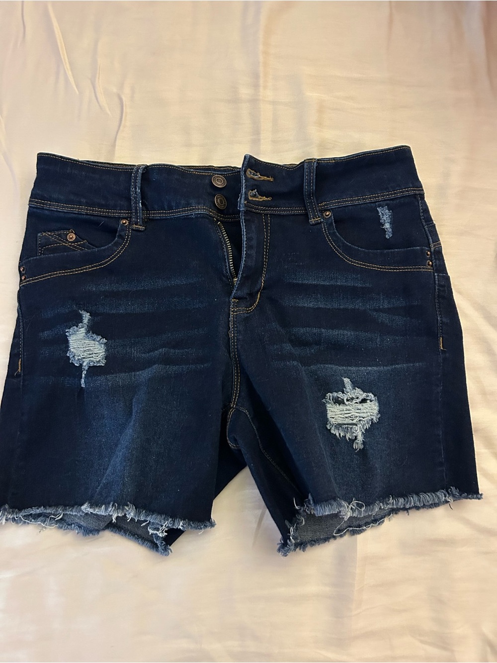 YMI Dark Blue Distressed Cutoff Jean Shorts